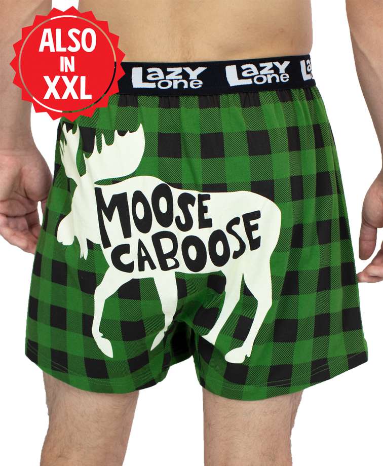Moose Caboose Plaid Men's Funny Boxer