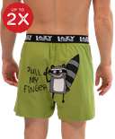 Pull My Finger Men's Funny Raccoon Boxer