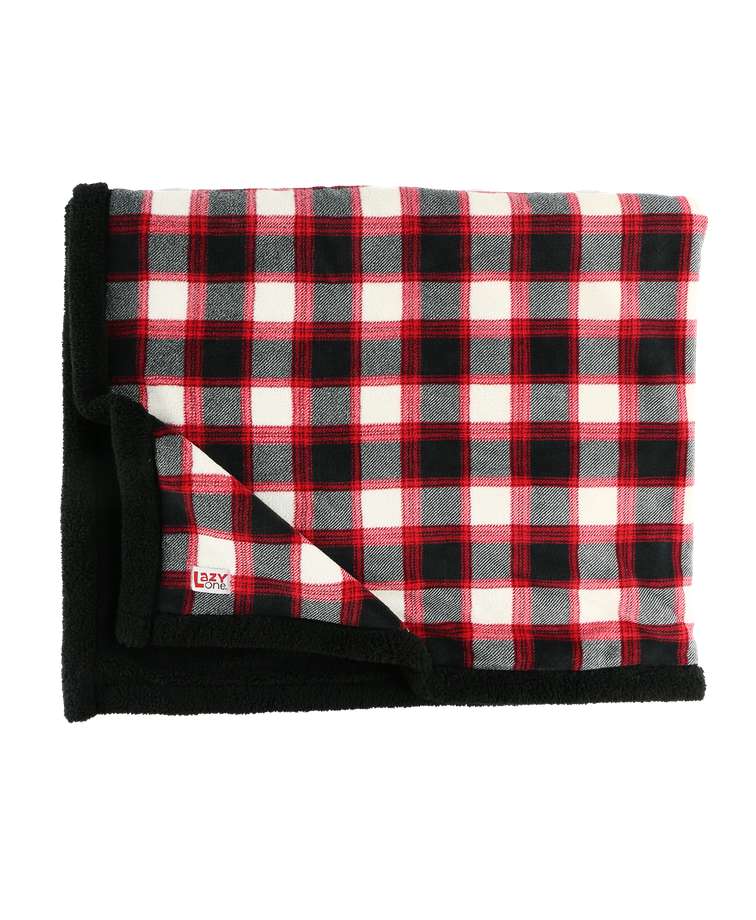 Black Plaid Sherpa Throw Blanket