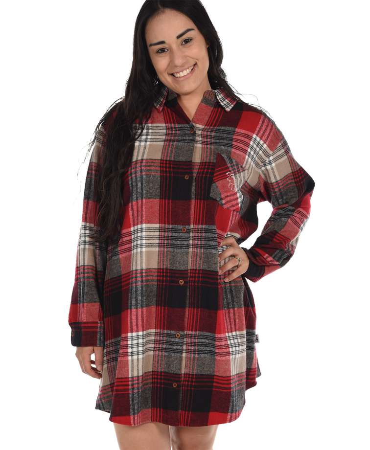 Country Plaid Flannel Button Nightshirt