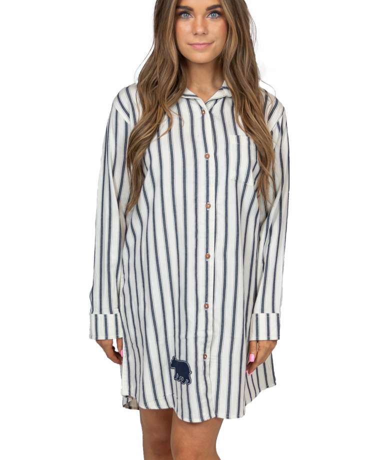 Ticking Bear Women's Button Nightshirt