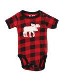 Moose Plaid Applique Infant Creeper Onesie