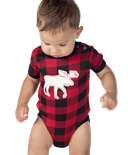 Moose Plaid Applique Infant Creeper Onesie