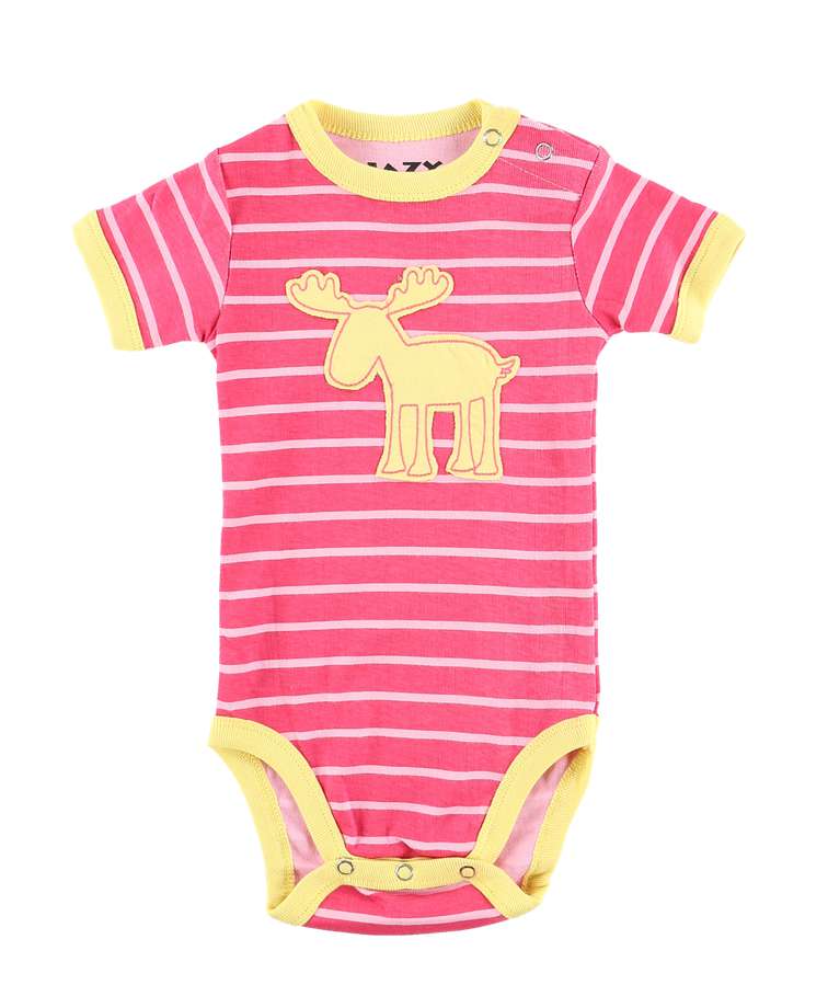 Moose Stripe Pink Infant Creeper Onesie