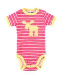 Moose Stripe Pink Infant Creeper Onesie