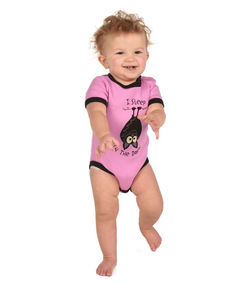Sleep in the Dark Pink Infant Creeper Bat Onesie
