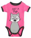 Just A Pup Wolf Infant Creeper Pink Onesie