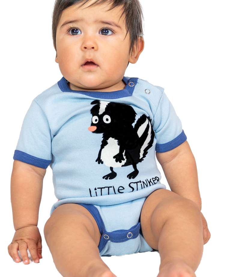 Little Stinker Blue Skunk Infant Creeper Onesie