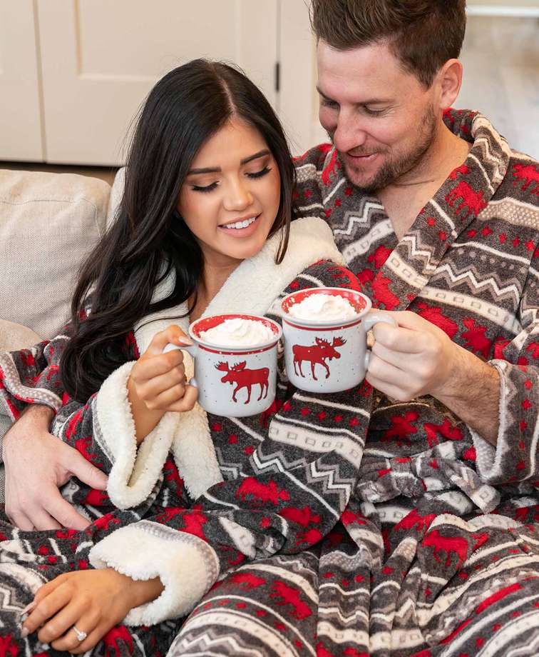 Cabin Moose Couples Robes