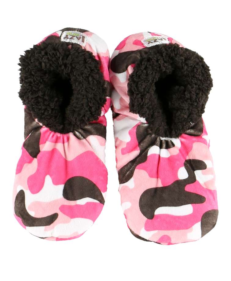 Pink Camo Deer Fuzzy Feet Slippers