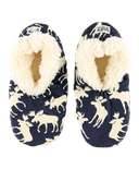 Classic Moose Blue Fuzzy Feet Slipper