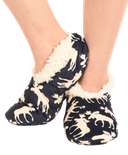Classic Moose Blue Fuzzy Feet Slipper