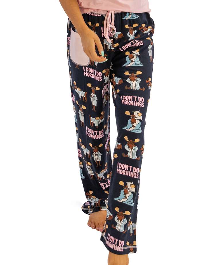 I Don't Do Mornings Women's Regular Fit Moose PJ Pant