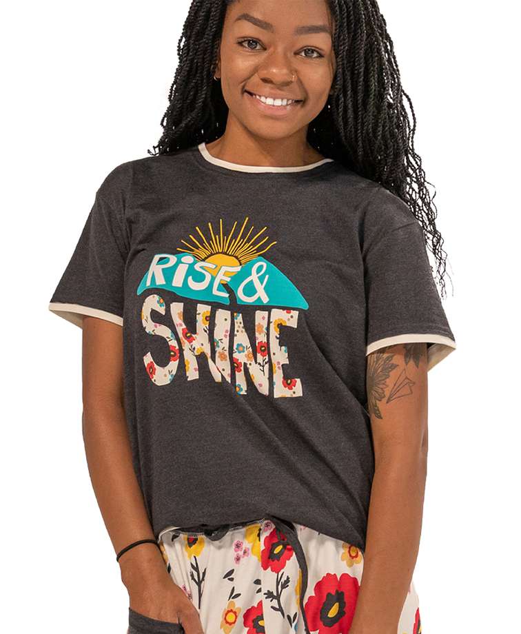 Rise & Shine Women's Regular Fit Flower PJ Tee