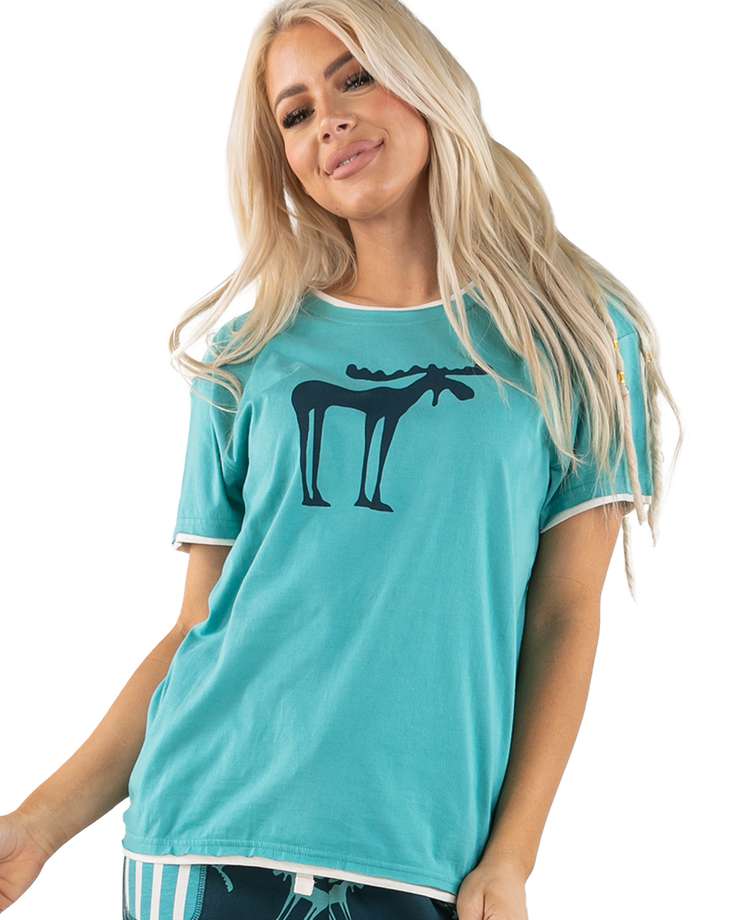 Funky Moose Blue Women's Regular Fit Tee
