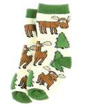 Moose Hug Green Trim Infant Sock