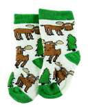 Moose Hug Green Trim Infant Sock