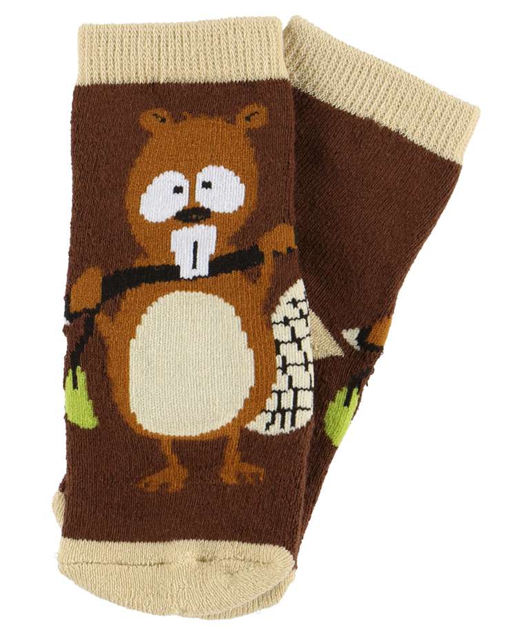Teething Beaver Brown Infant Sock