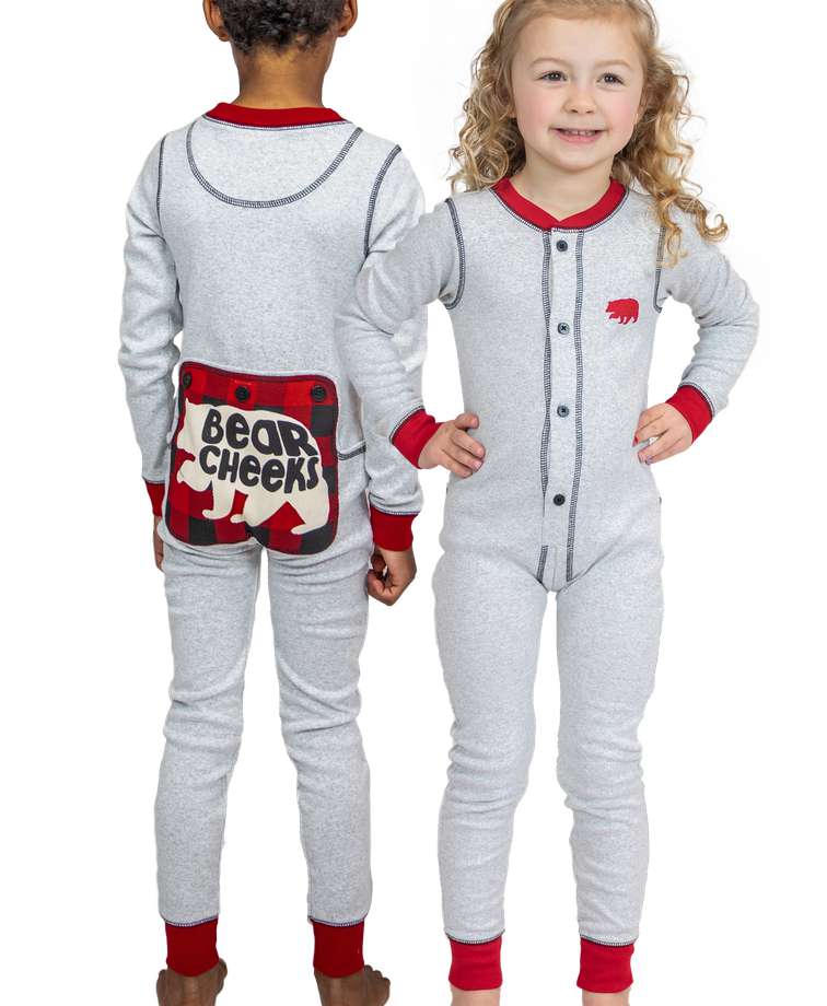 Grey Bear Cheeks Kid Onesie Flapjack