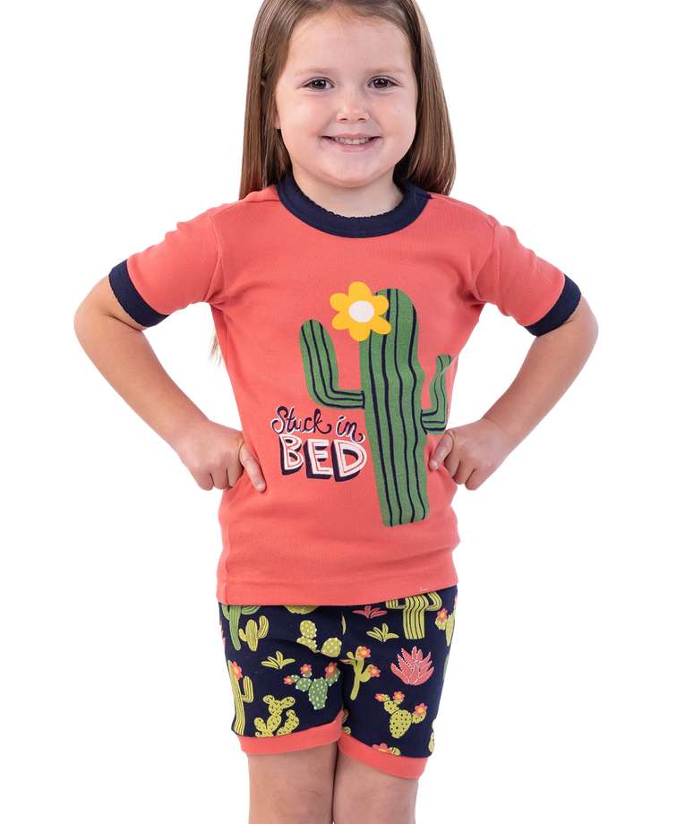 Stuck In Bed Kid's Cactus PJ Short Set