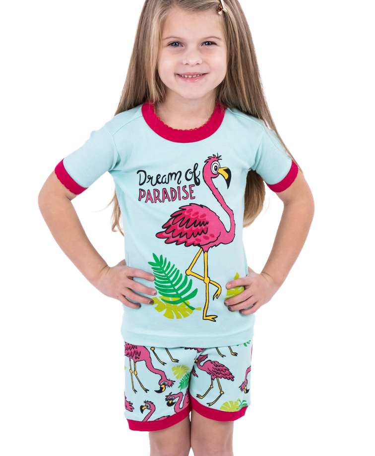 Dream Of Paradise Kid's Flamingo PJ Short Set