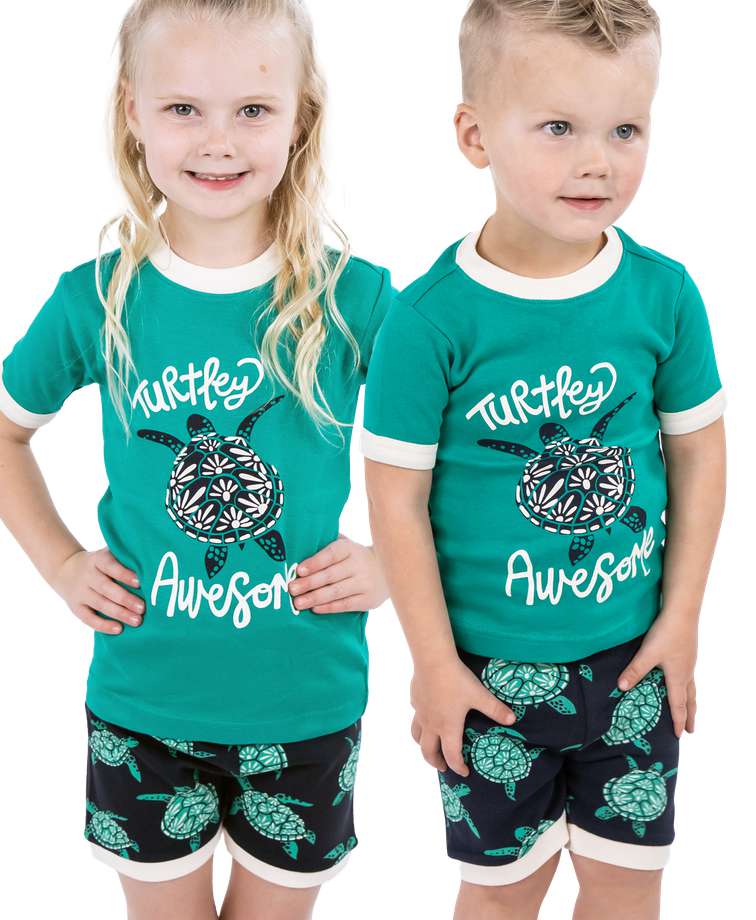Turtley Awesome Kid's Turtle PJ Short Set