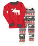 Moose Fair Isle Kid's Long Sleeve PJ's