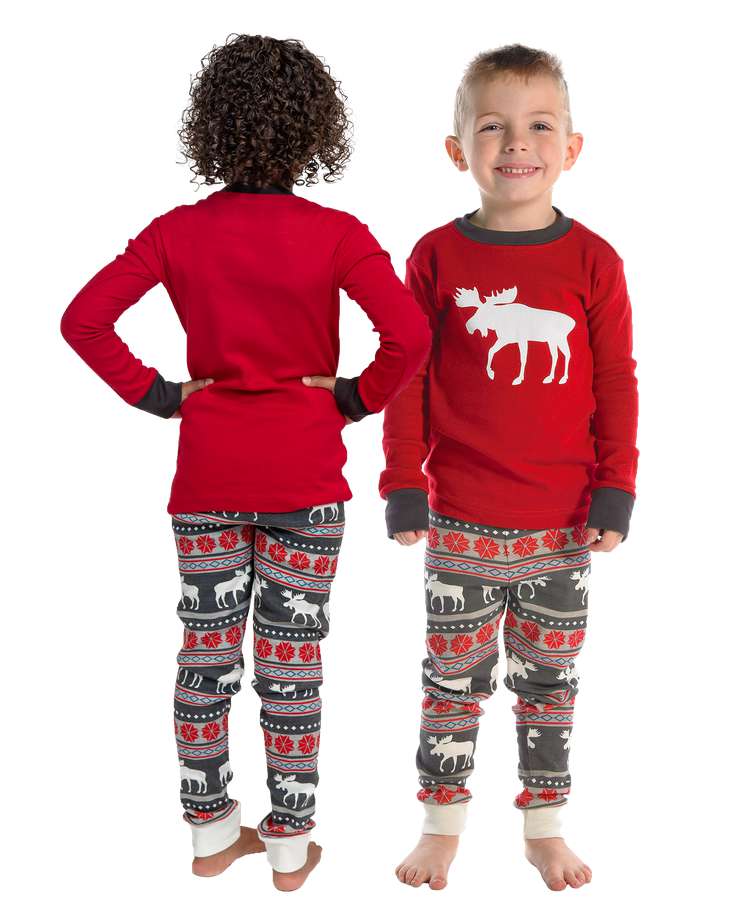 Moose Fair Isle Kid's Long Sleeve PJ's