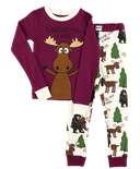 Moose Hug Purple Kid's Long Sleeve PJ's