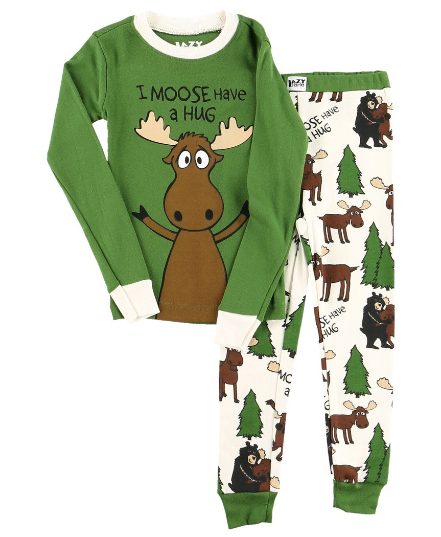 Moose Hug Green Kid PJ LazyOne
