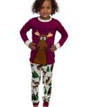 Moose Hug Purple Kid's Long Sleeve PJ's
