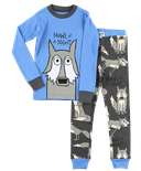 Howl of a Night Wolf Kid's Blue Long Sleeve PJ's