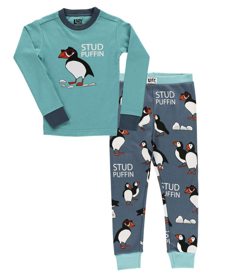 Stud Puffin Blue Kid's Long Sleeve PJ's