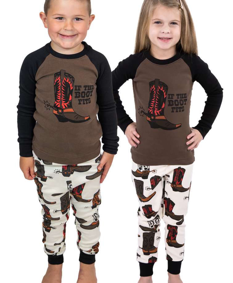 If The Boot Fits Kid's Long Sleeve Boy PJ's