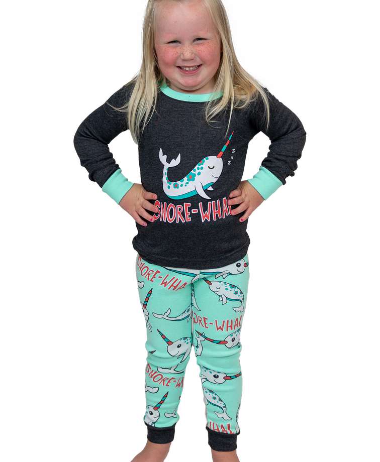SnoreWhal Kid's Long Sleeve Narwhal PJ's