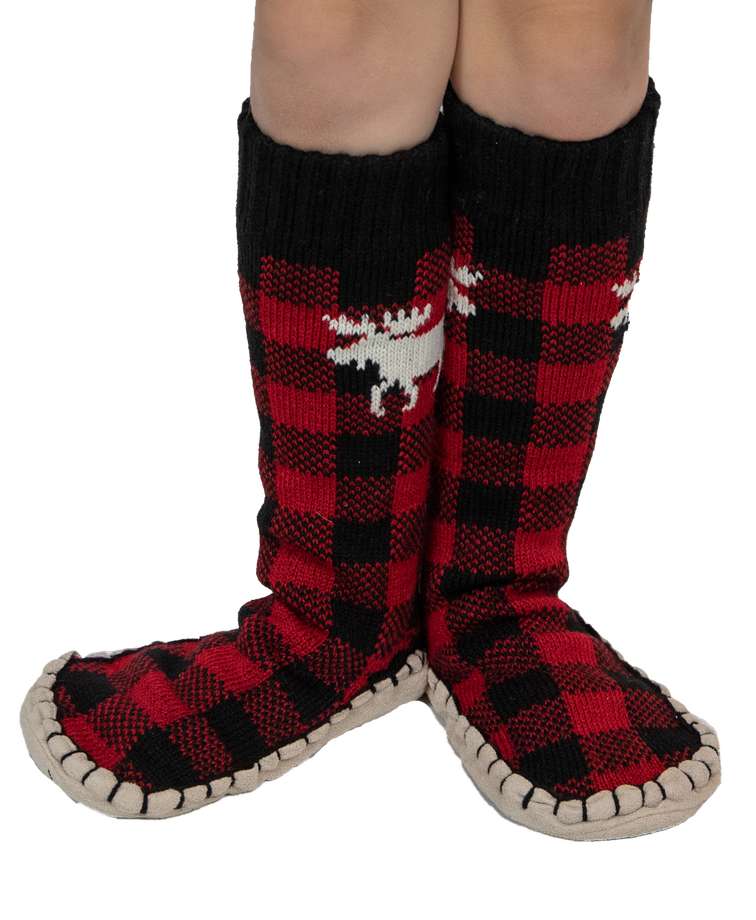 Moose Plaid Kid Moose Mukluk Slipper