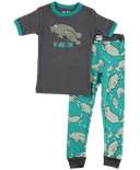 No Wake Zone Kid's Short Sleeve Manatee PJ's