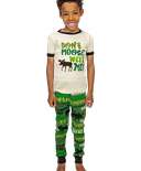 Don't Moose With Me Kid's Short Sleeve Green PJ's