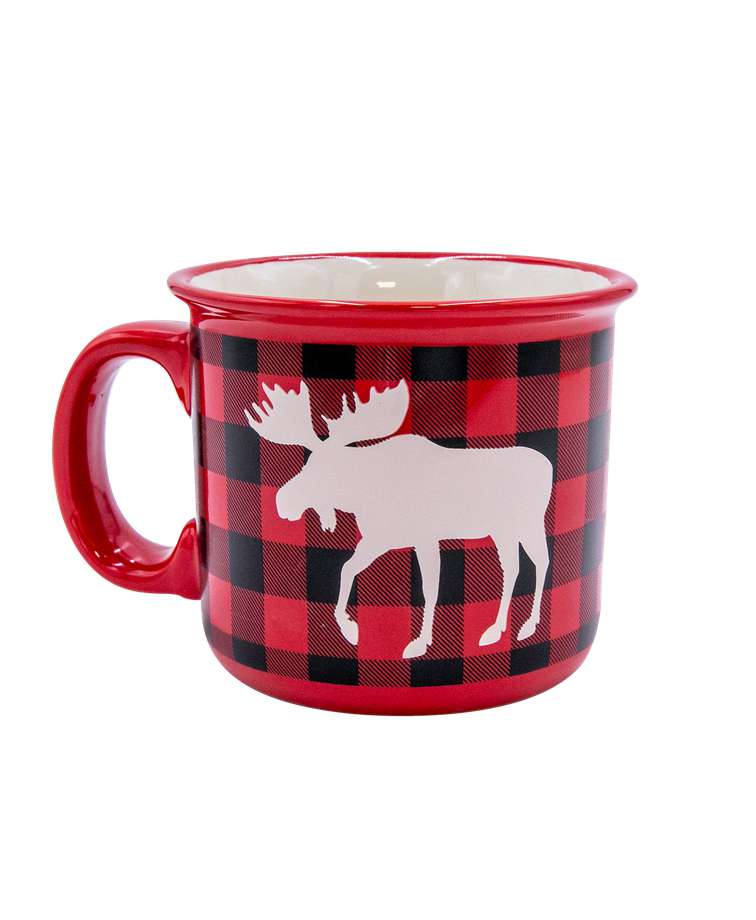 Moose Plaid Red Ceramic Mug