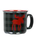 Moose Plaid Grey Ceramic Mug