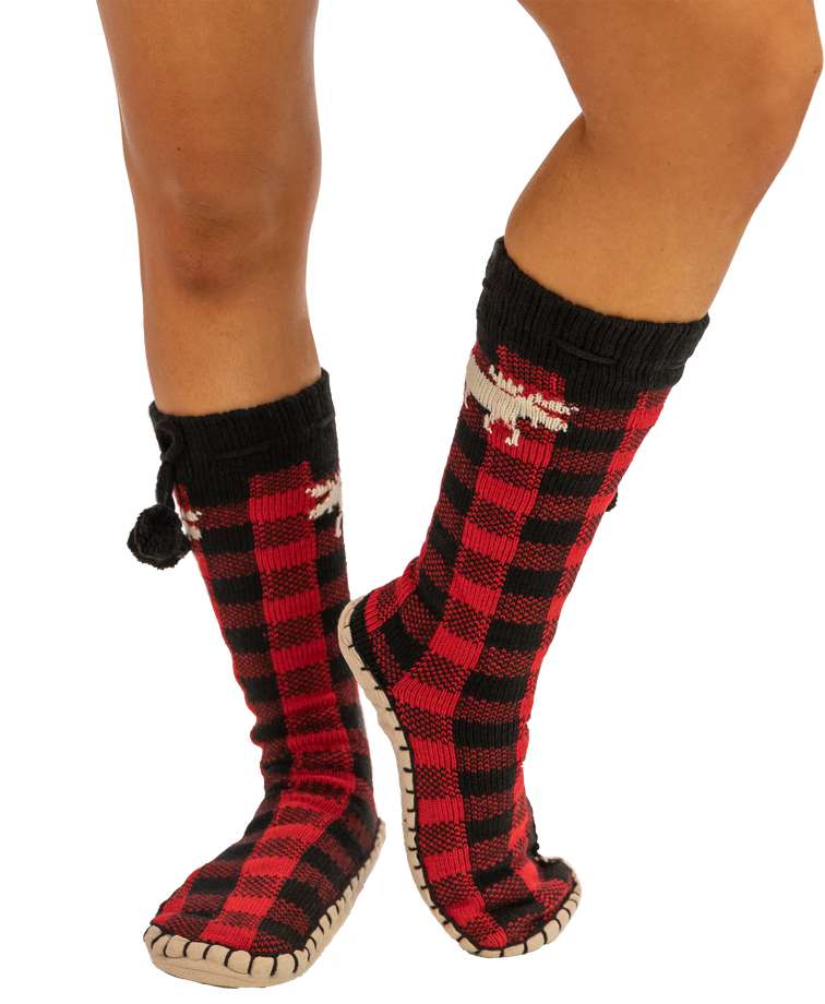 Moose Plaid Adult Mukluk Slipper