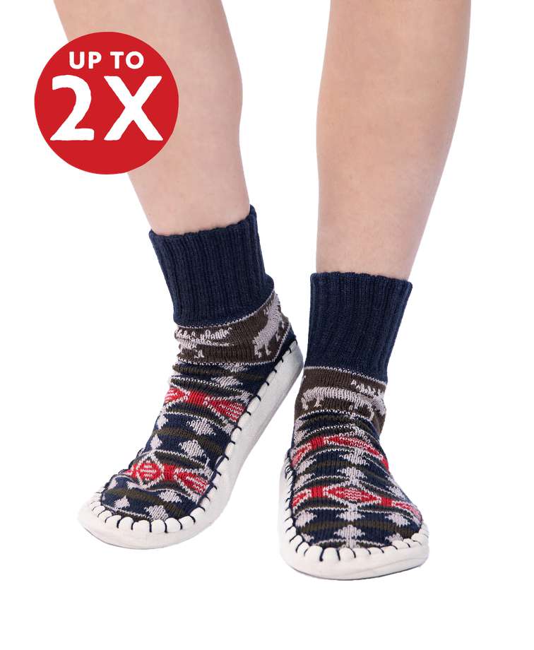 Diamond Fair Isle Short Mukluk Slipper