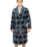 Grey Plaid Men's Bathrobe