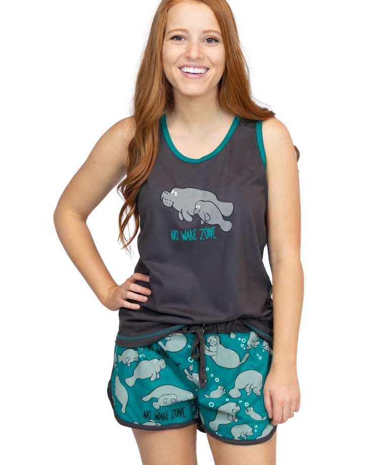No Wake Zone Women's Manatee Tank & Short Set