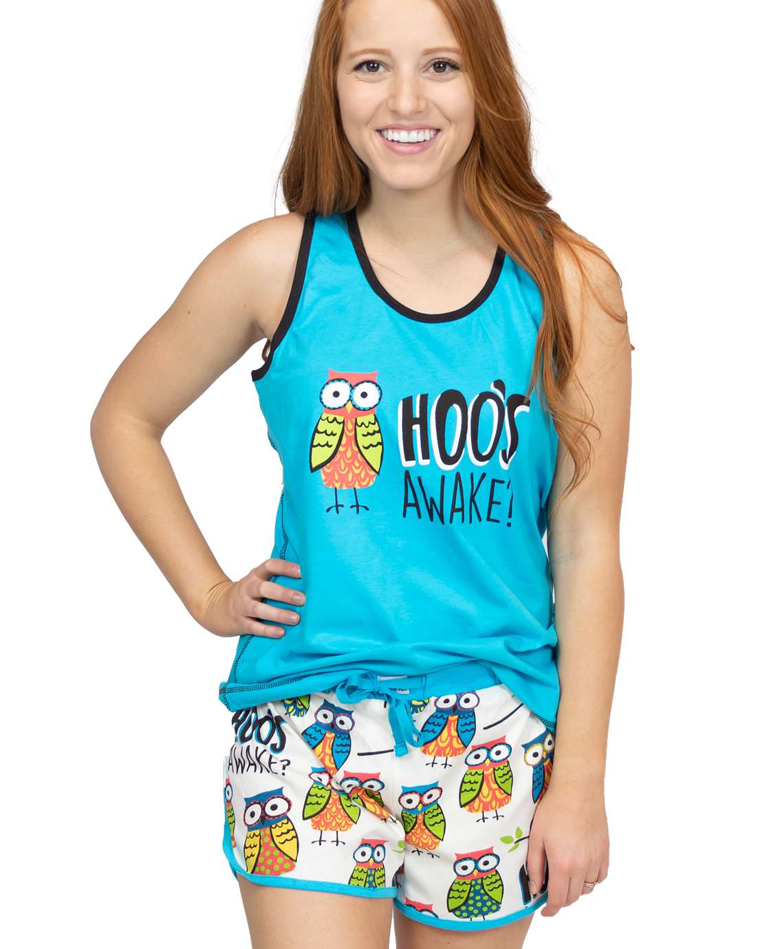 Hoo's Awake Women's Owl Tank &amp; Short Set - LazyOne