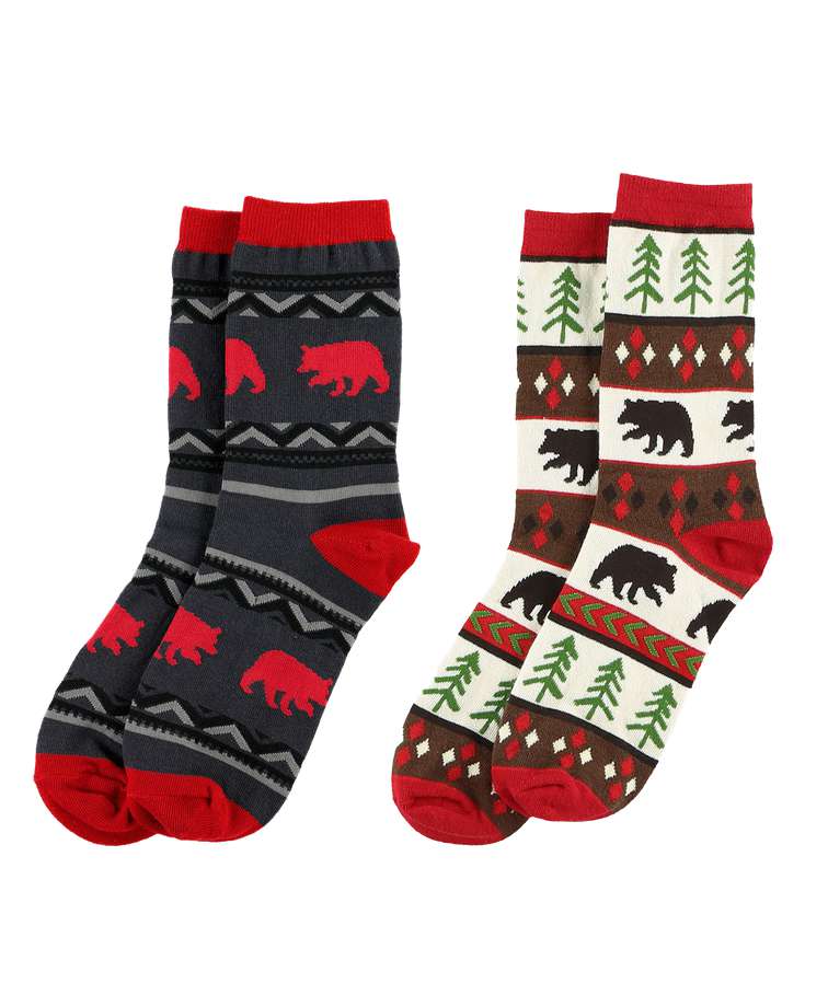 Bear Fair Isle Sock 2 Pack