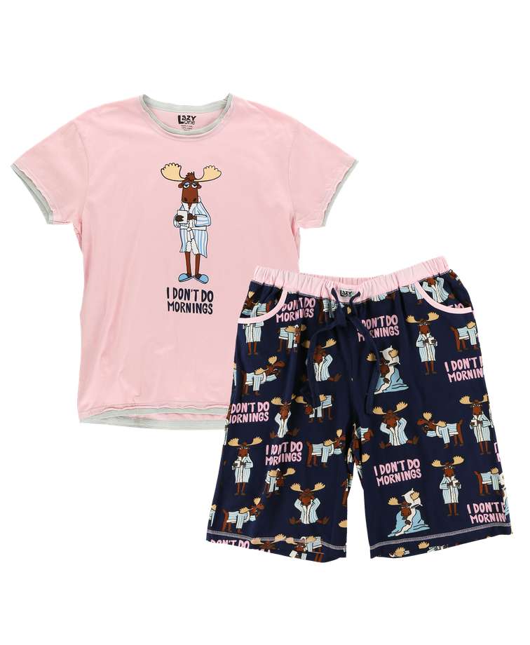 Don't Do Mornings Women's Moose Bermuda Short Set
