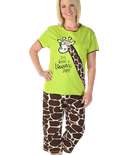 Loooong Day Women's Giraffe Capri PJ Set
