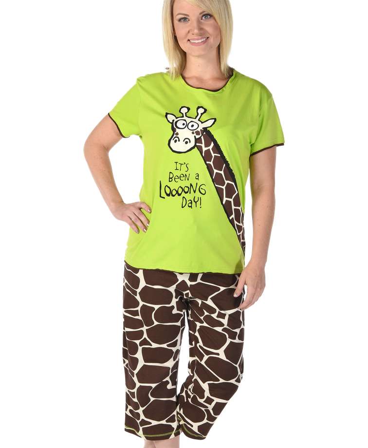 Loooong Day Women's Giraffe Capri PJ Set