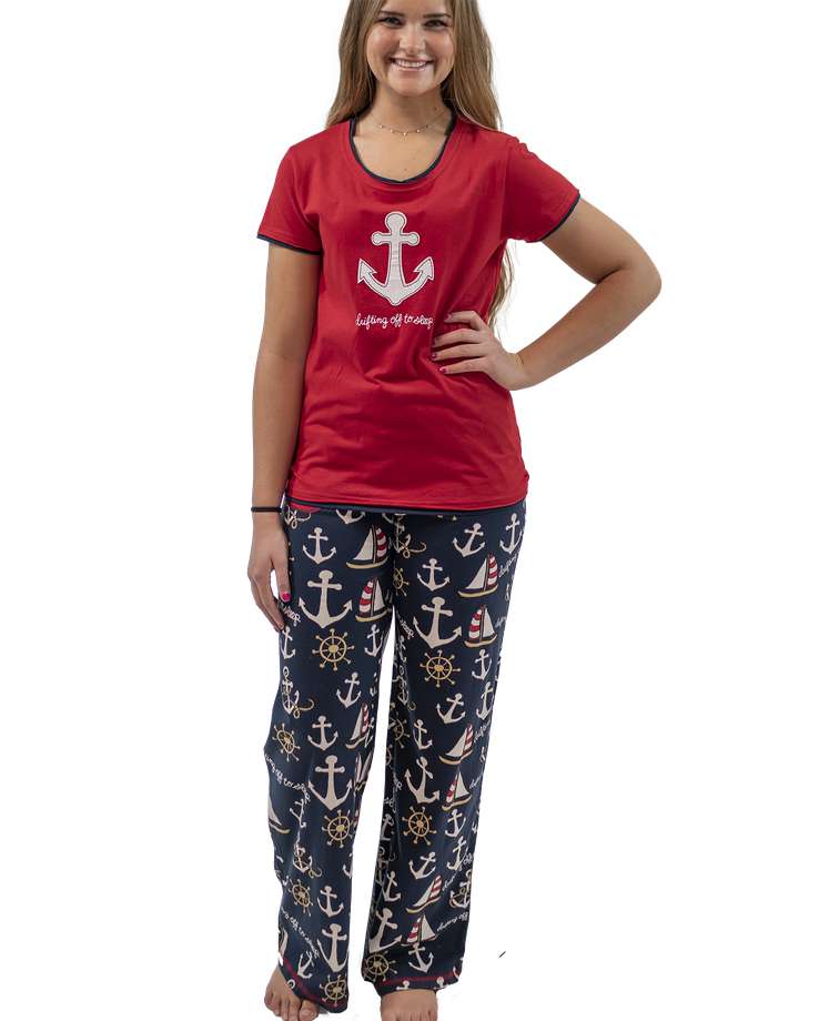 Drifting Off To Sleep Women's Nautical Fitted PJ Set
